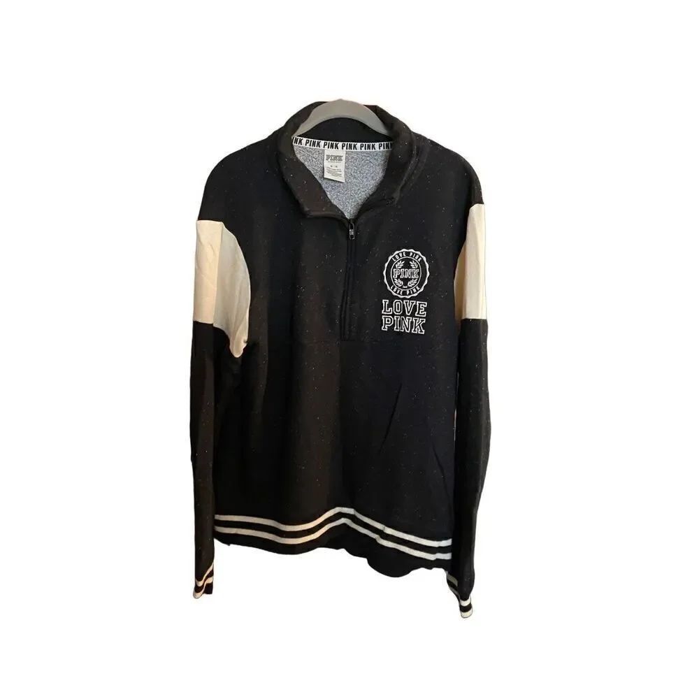 Pink Victoria’s Secret longsleeve, 1/4 zip black and cream sweatshirt. S/M. - Picture 2 of 4